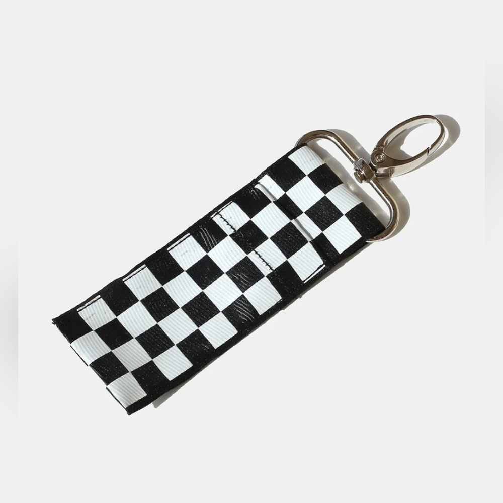 Lip Gloss/ Lip Balm/Lipstick Holder with Clip BNIB Black & White Checkered